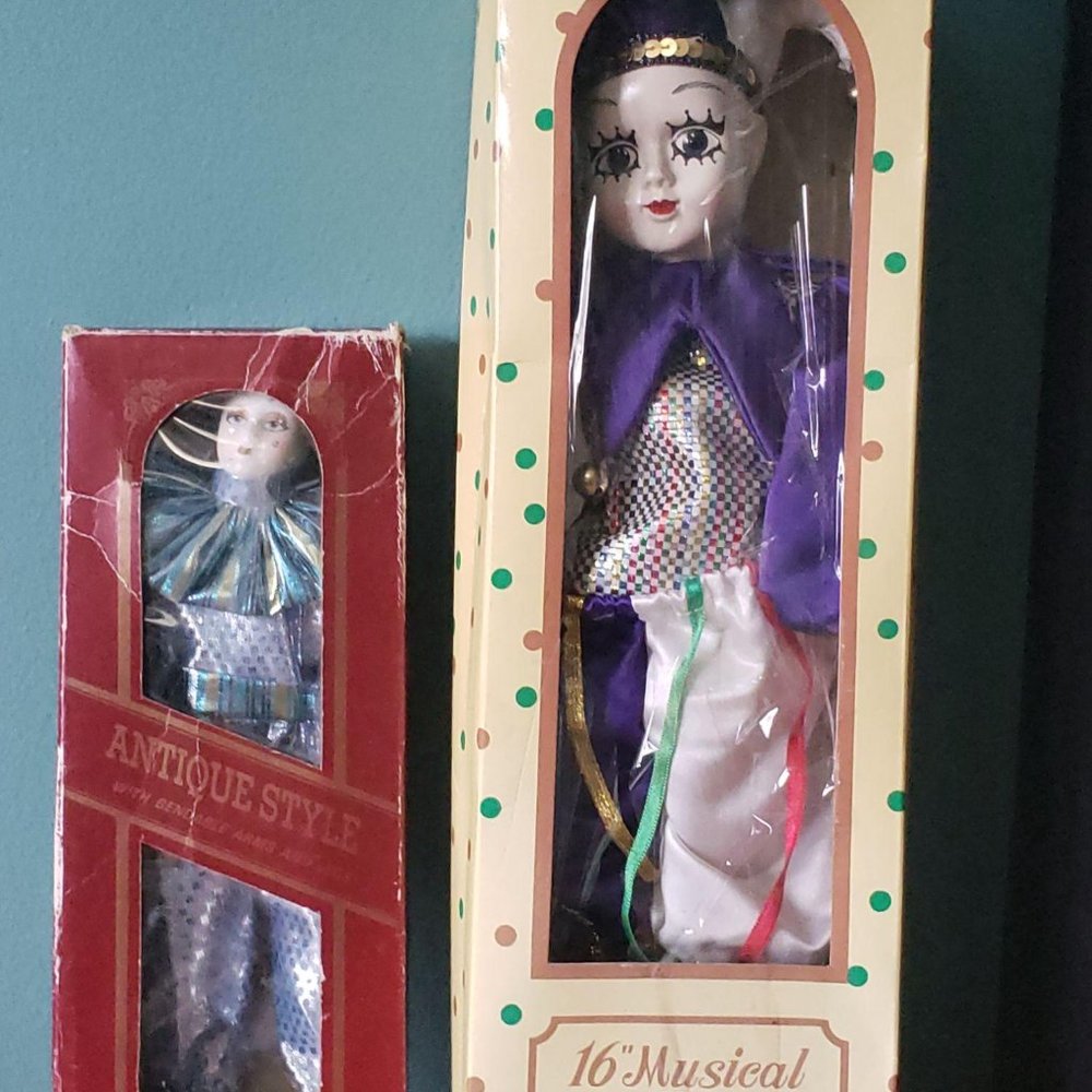 Lot of 2 - VTG Collectible Porcelain Jester Clown